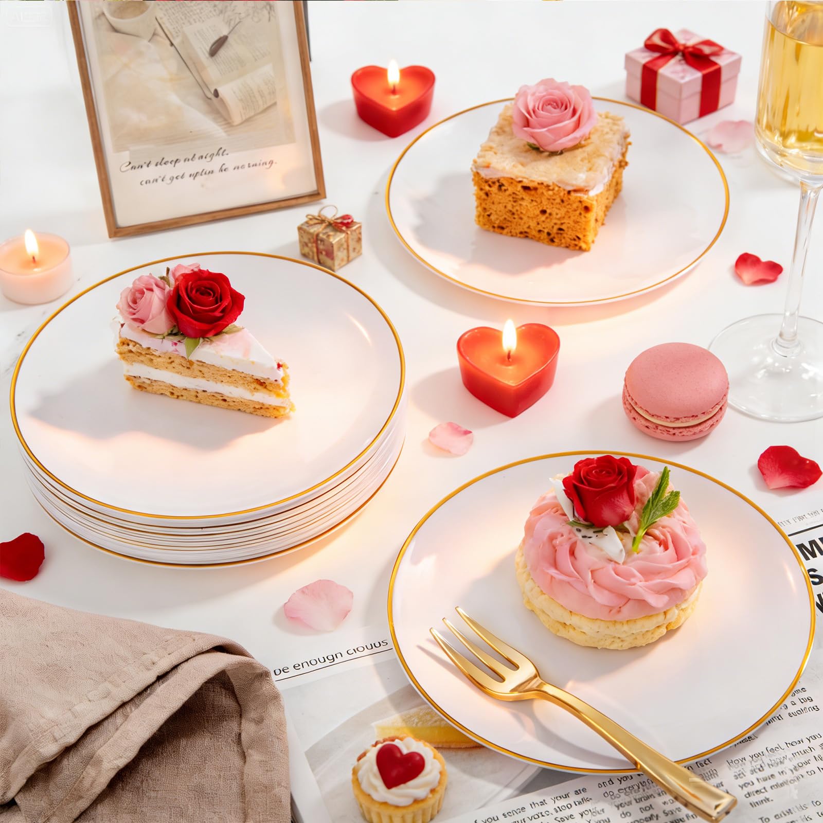 400-Piece Gold Dessert Plate & Fork Set for 200 Guests