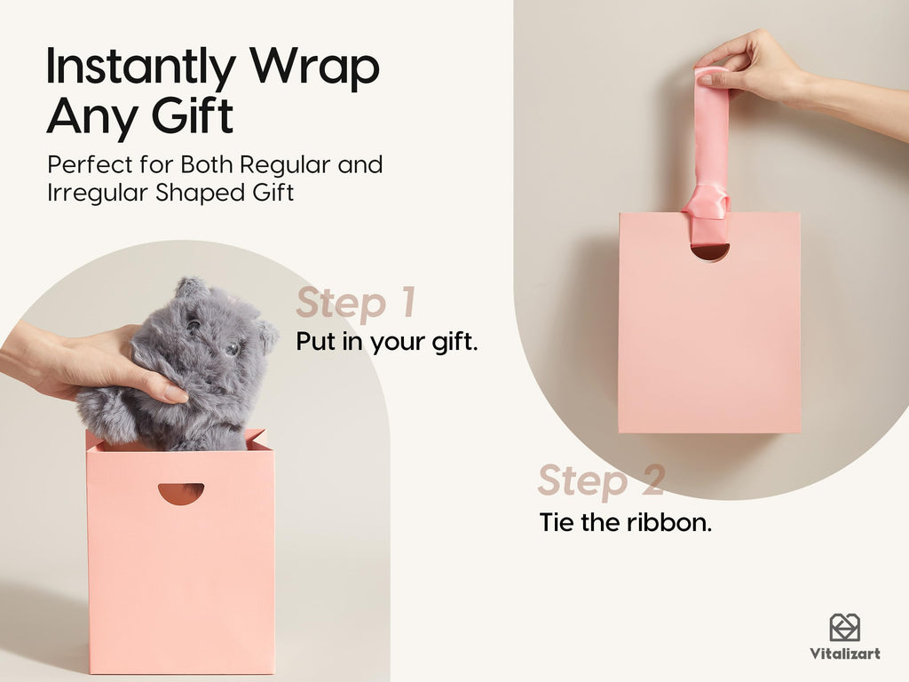 Vertical Paper Gift Bags with Ribbon Handles