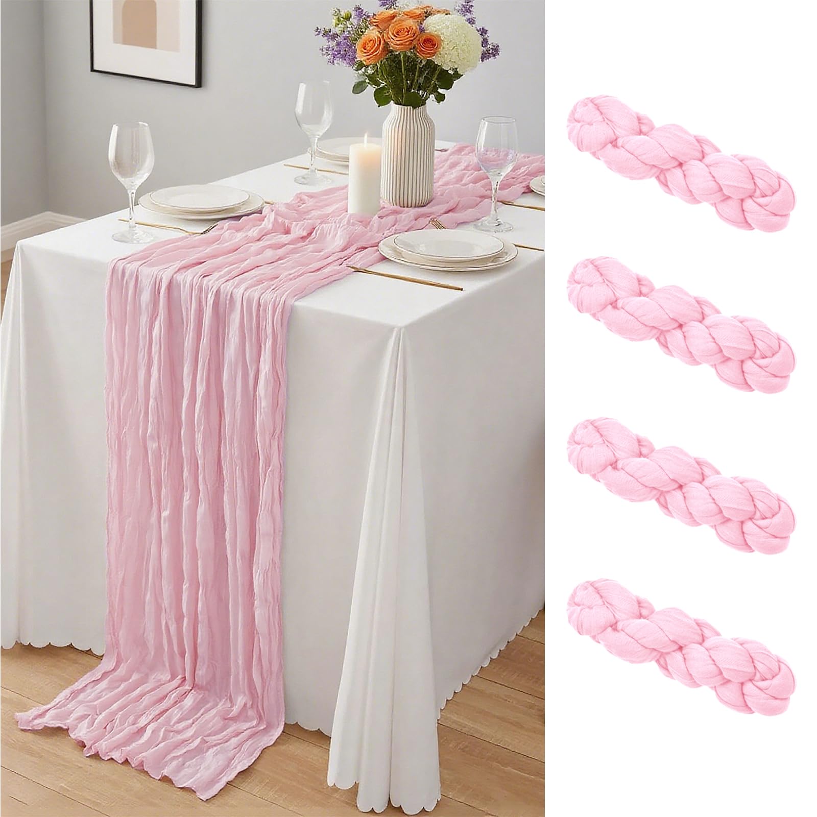 20 x 120-Inch Semi-Sheer Gauze Table Runner