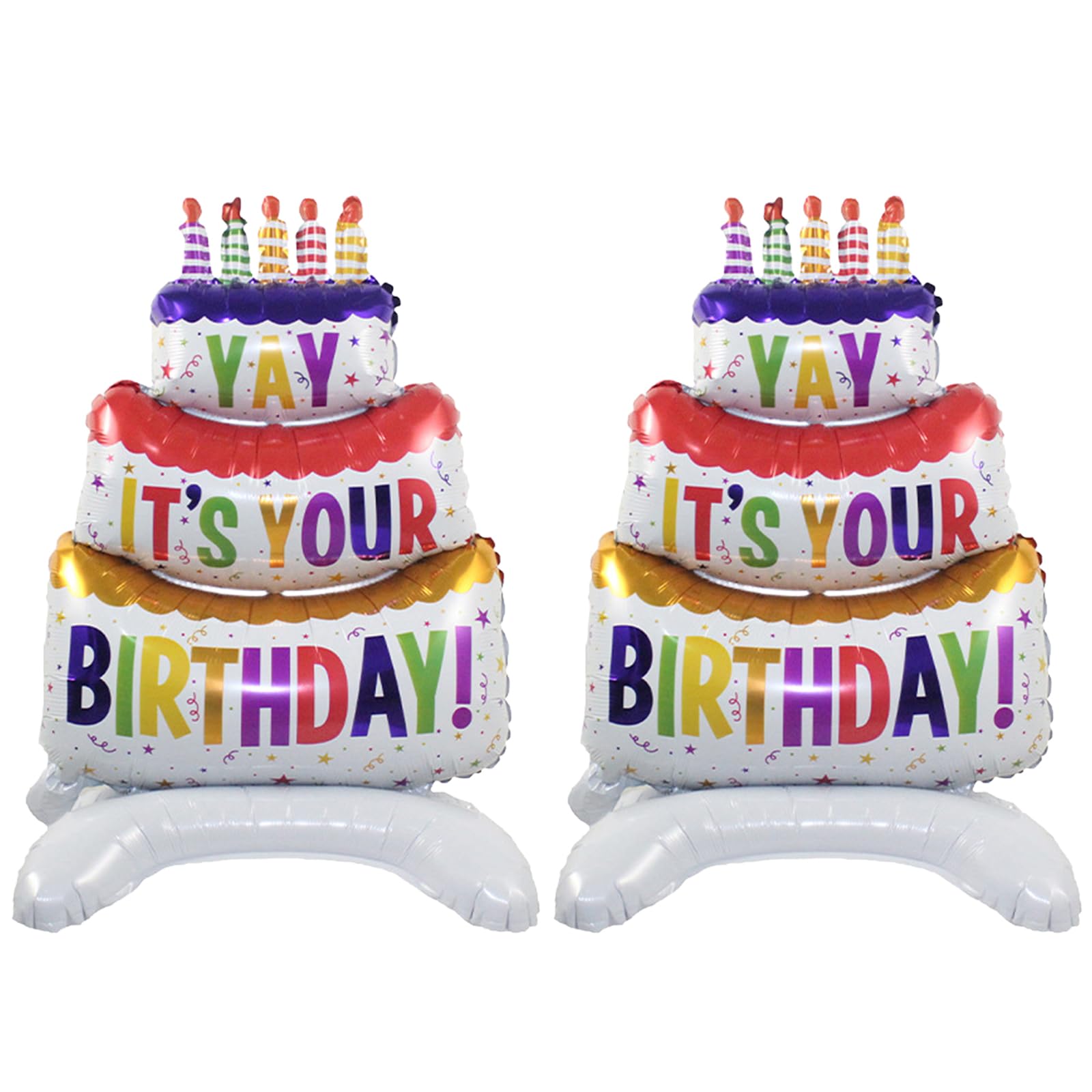 Self-Standing Happy Birthday Cake Foil Balloon Decoration