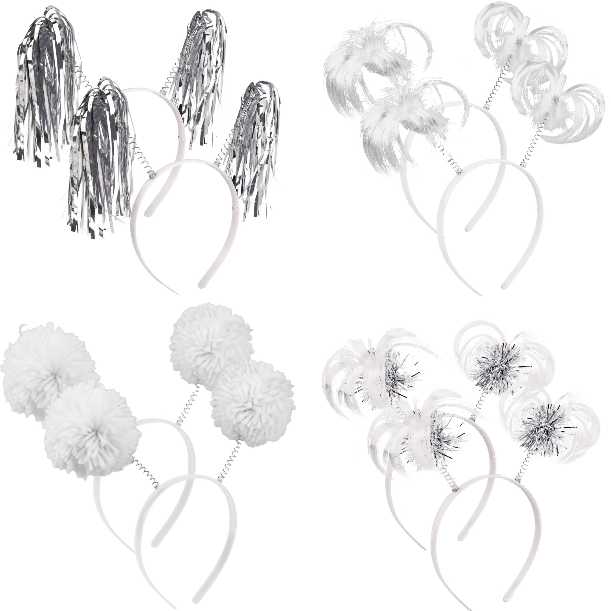 8-Piece Pom Pom Tinsel Headband Party Accessory Set