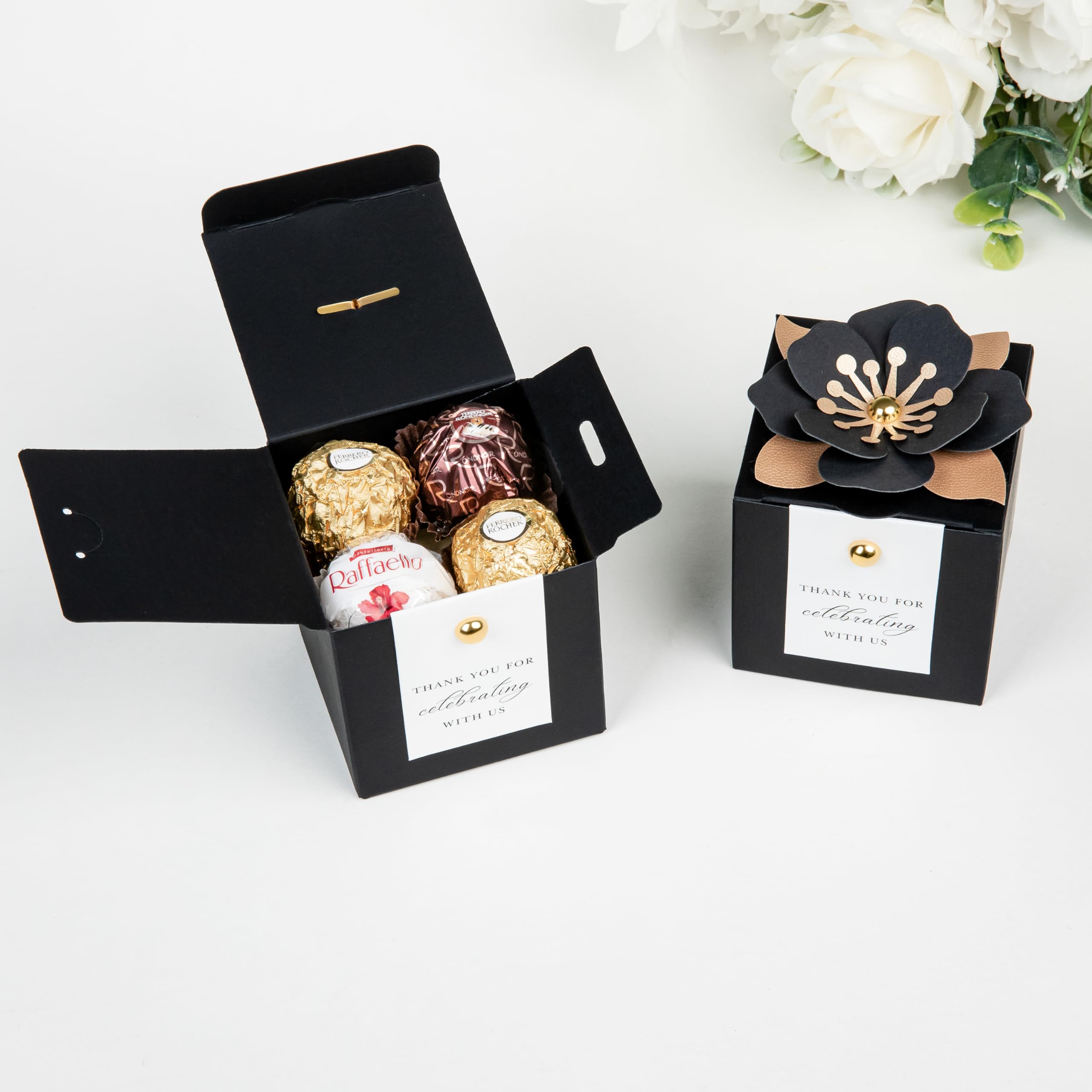 20-Piece Dusty Blue Floral Candy Favor Box Set