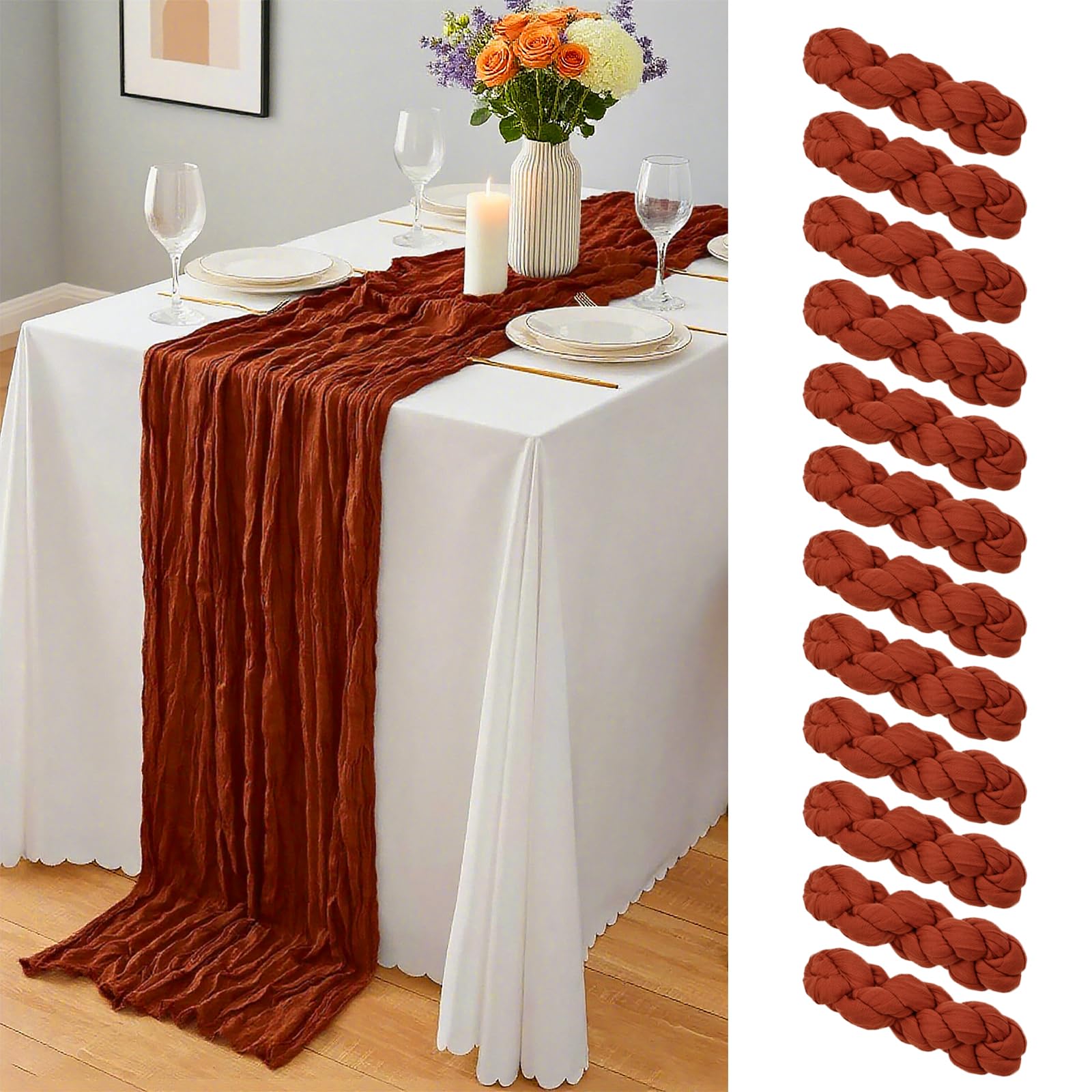 20 x 120-Inch Semi-Sheer Gauze Table Runner