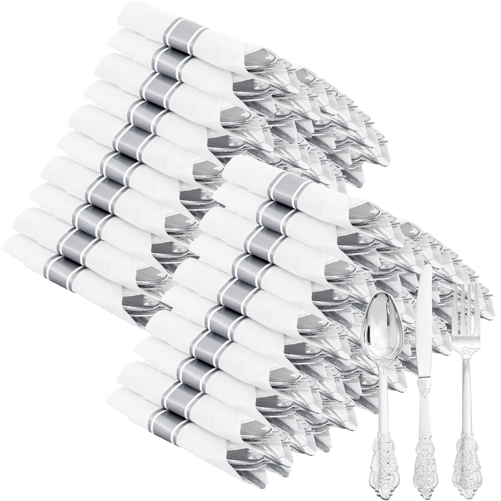 Pre-Rolled Plastic Silverware Set for Parties & Events