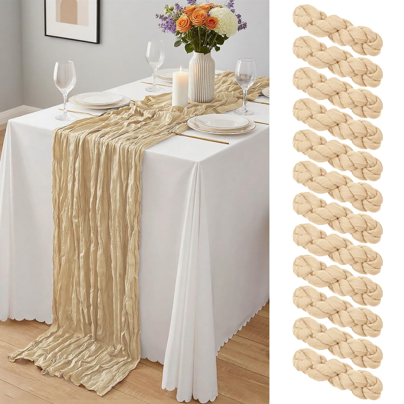 20 x 120-Inch Semi-Sheer Gauze Table Runner