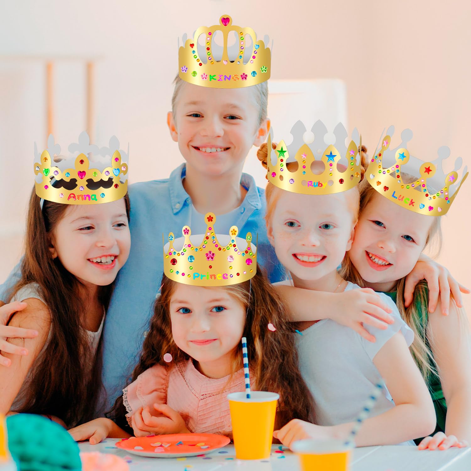 DIY Gold Paper Crown Decorating Craft Kit for Kids