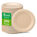 300-Pack 6-Inch Compostable Sugarcane Dessert Plates