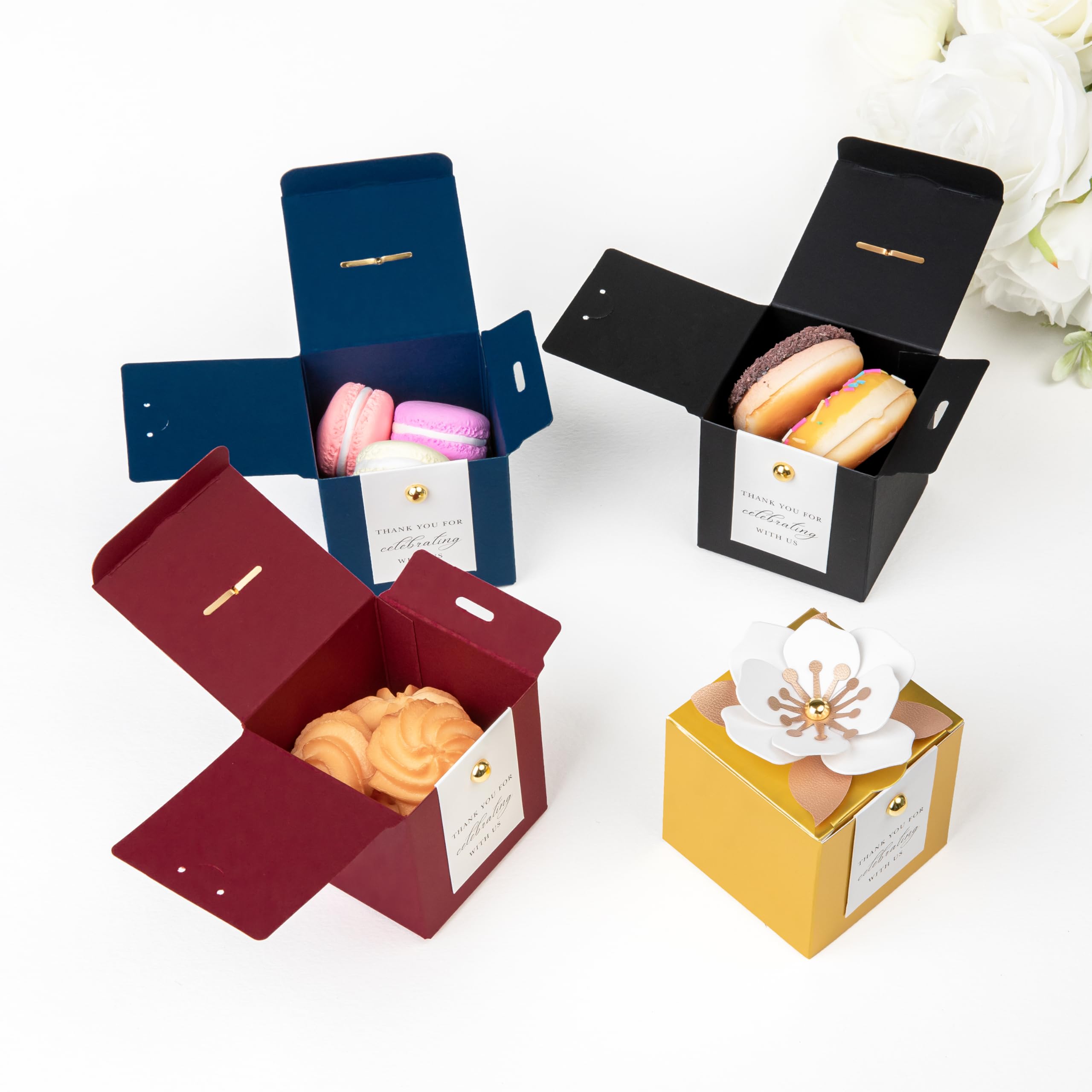 20-Piece Dusty Blue Floral Candy Favor Box Set