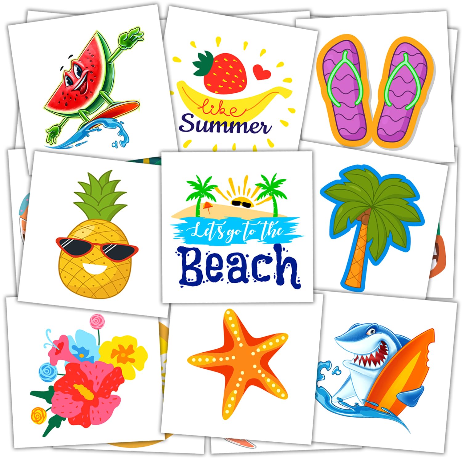 102-Style Tropical Luau Temporary Tattoo Party Pack