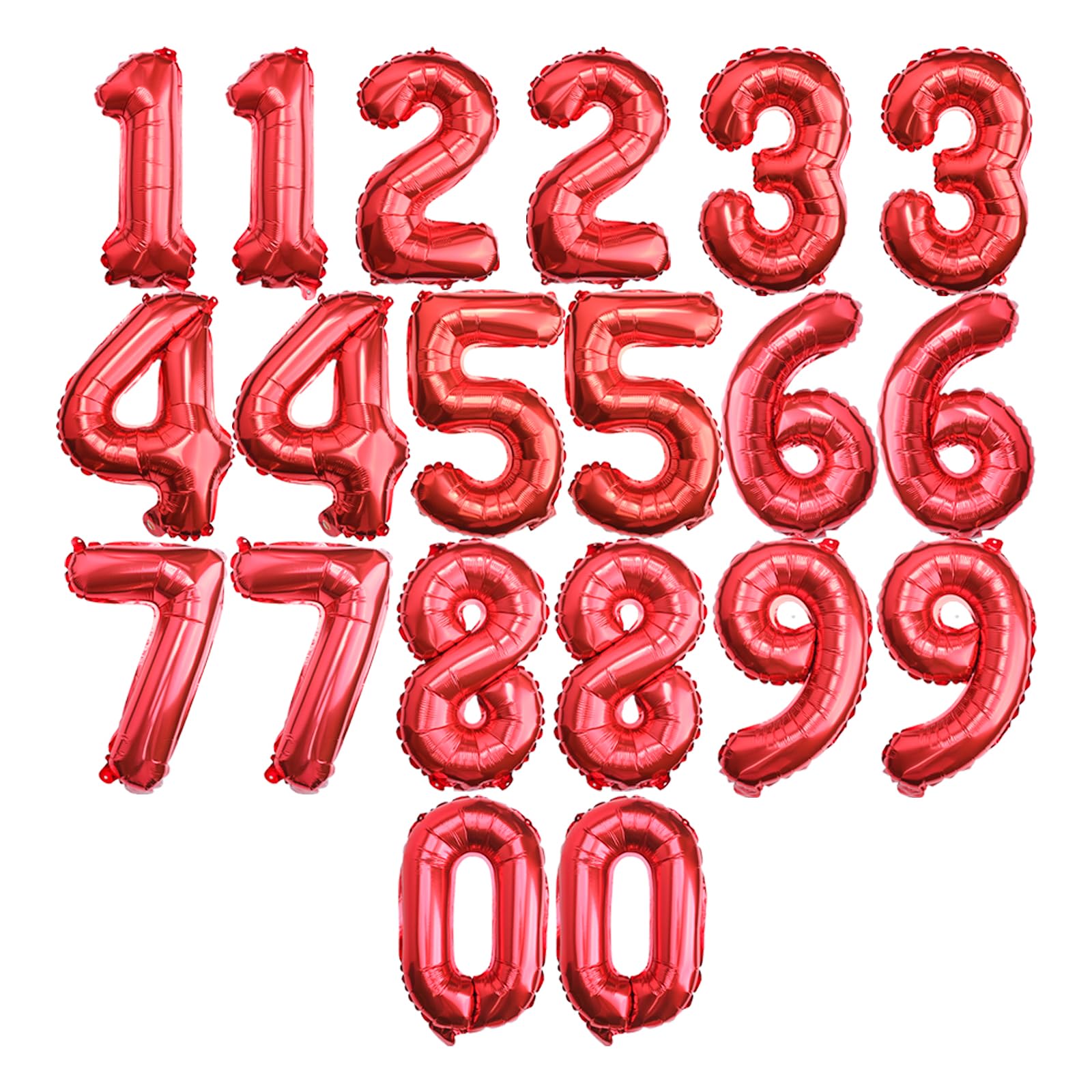 20-Piece 16-Inch Foil Number Balloon Set for Parties