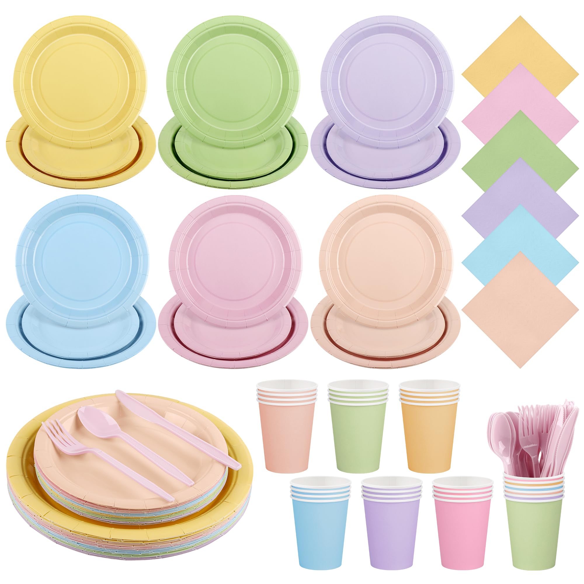 Disposable Party Tableware Set with Plates, Cups & Cutlery