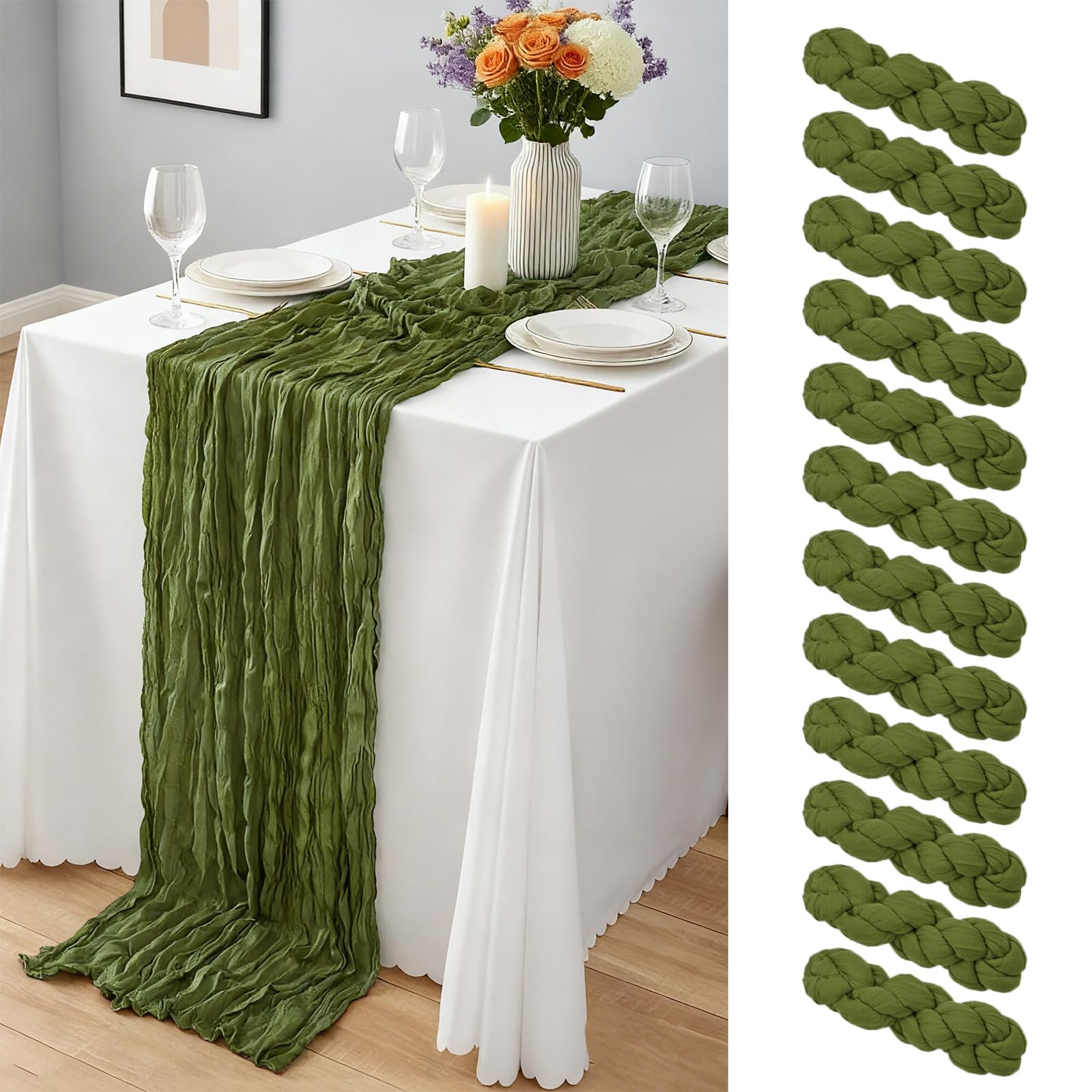 20 x 120-Inch Semi-Sheer Gauze Table Runner