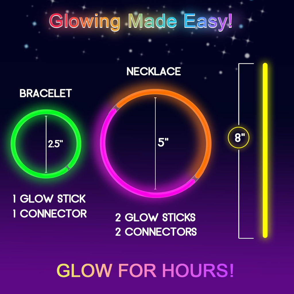 Bulk Glow Sticks Party Favors with Bracelet Connectors