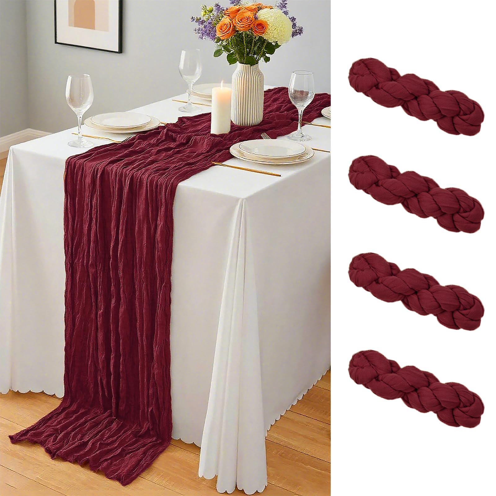 20 x 120-Inch Semi-Sheer Gauze Table Runner
