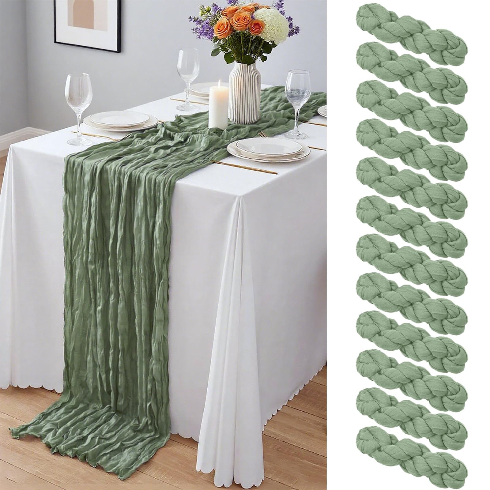 20 x 120-Inch Semi-Sheer Gauze Table Runner