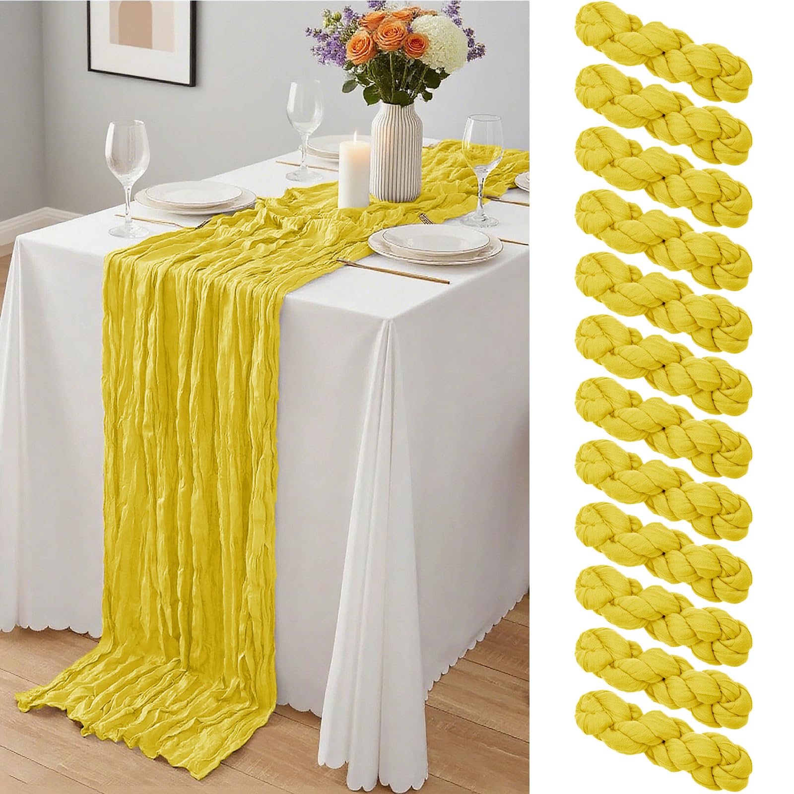 20 x 120-Inch Semi-Sheer Gauze Table Runner