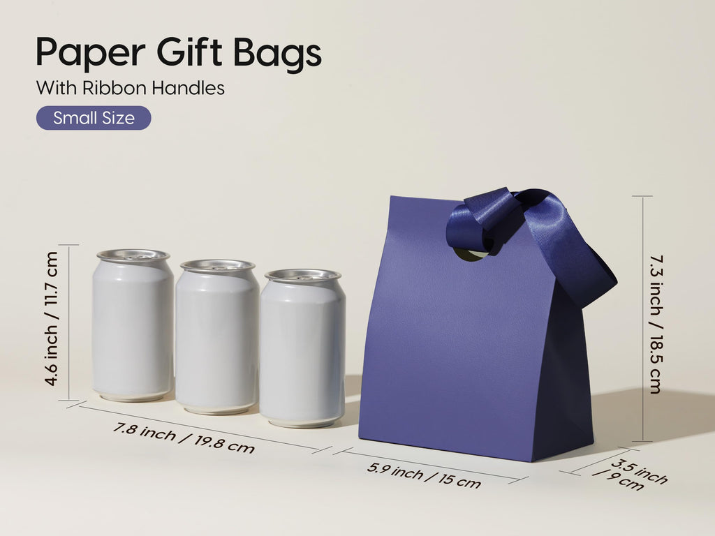 Vertical Paper Gift Bags with Ribbon Handles