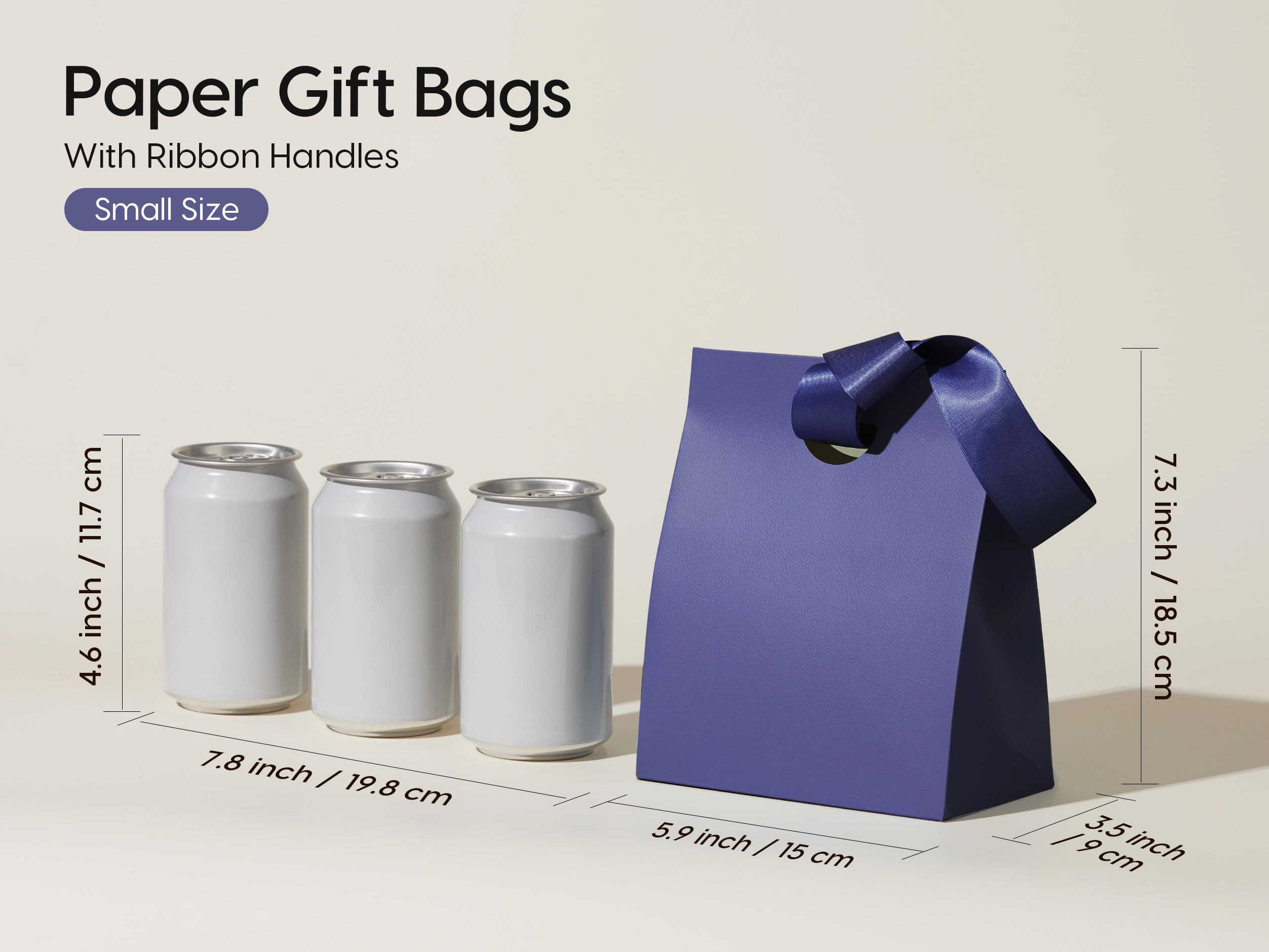Vertical Paper Gift Bags with Ribbon Handles
