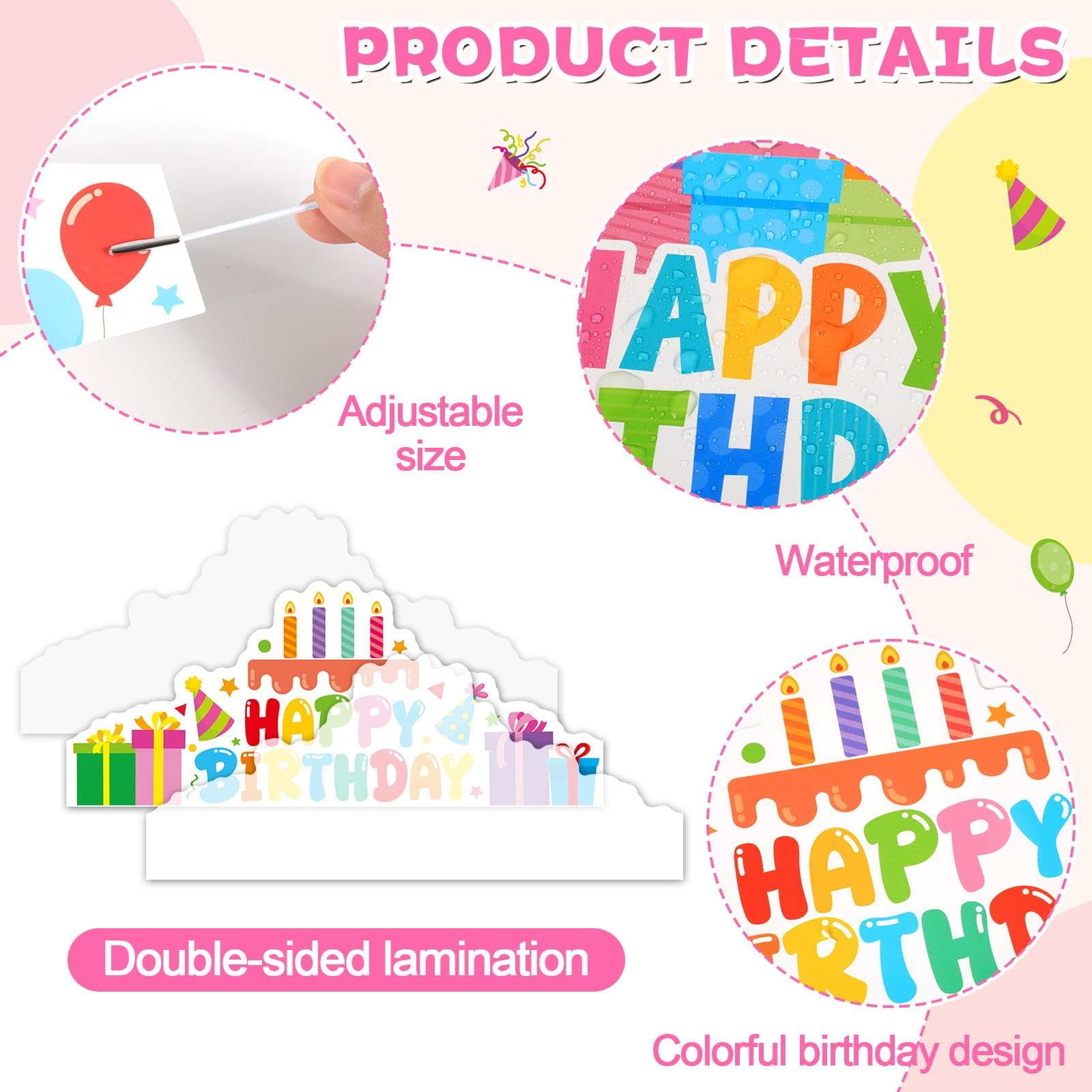 32-Piece Adjustable Birthday Crown Party Hat Set