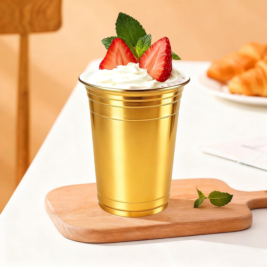 100-Pack 16 oz Gold Metallic Disposable Party Cups