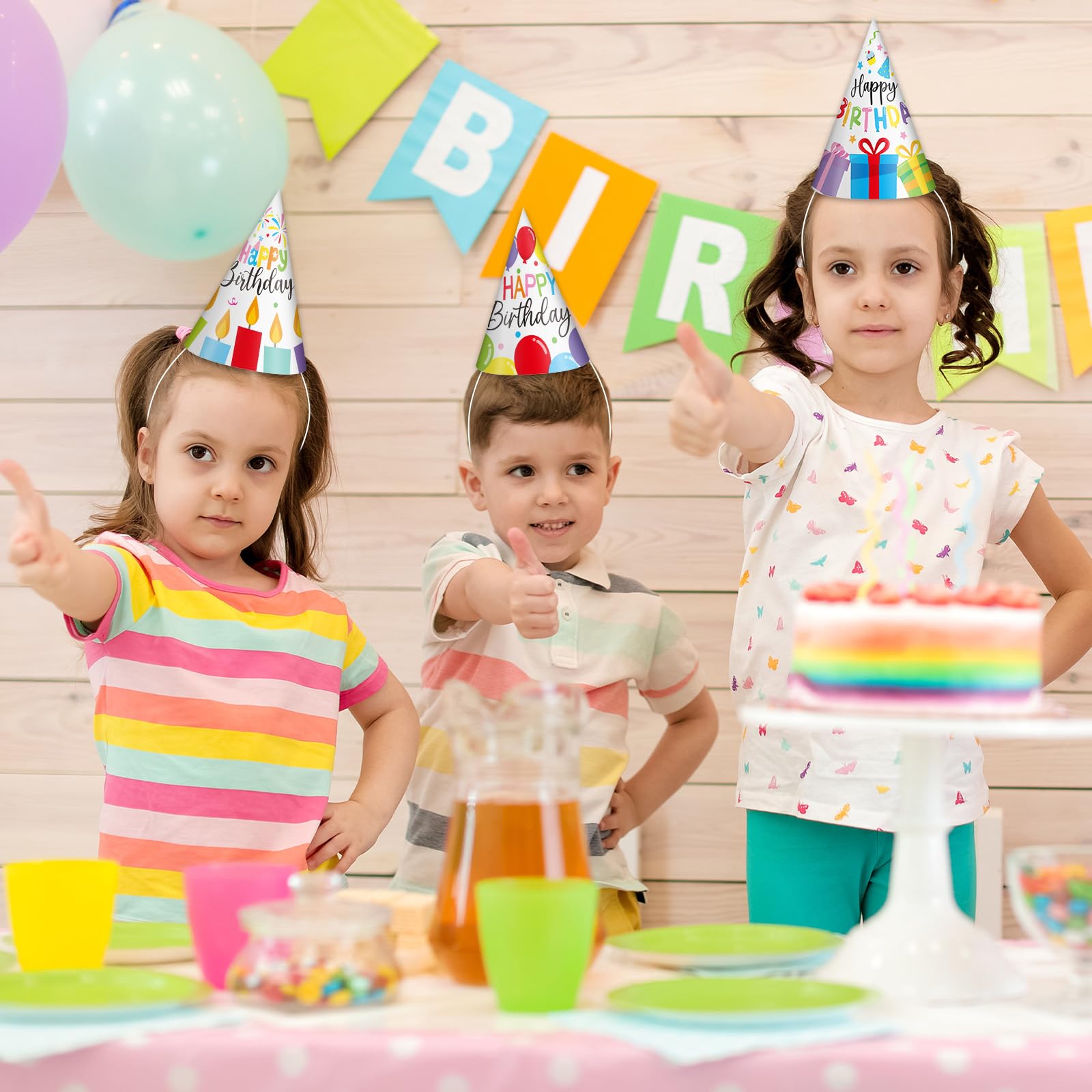 32-Piece Colorful Paper Birthday Party Hat Set