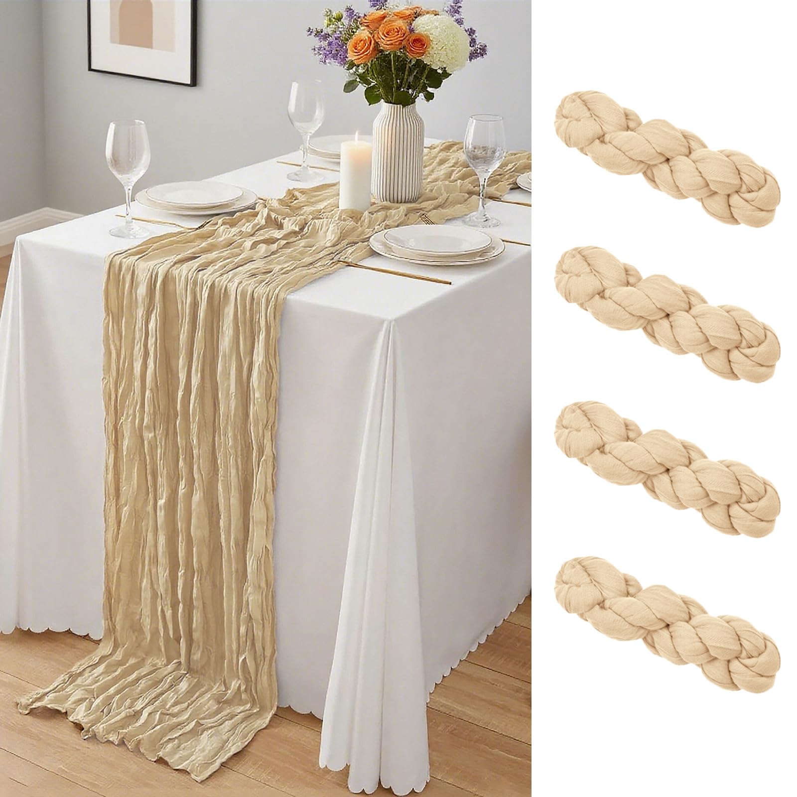 20 x 120-Inch Semi-Sheer Gauze Table Runner