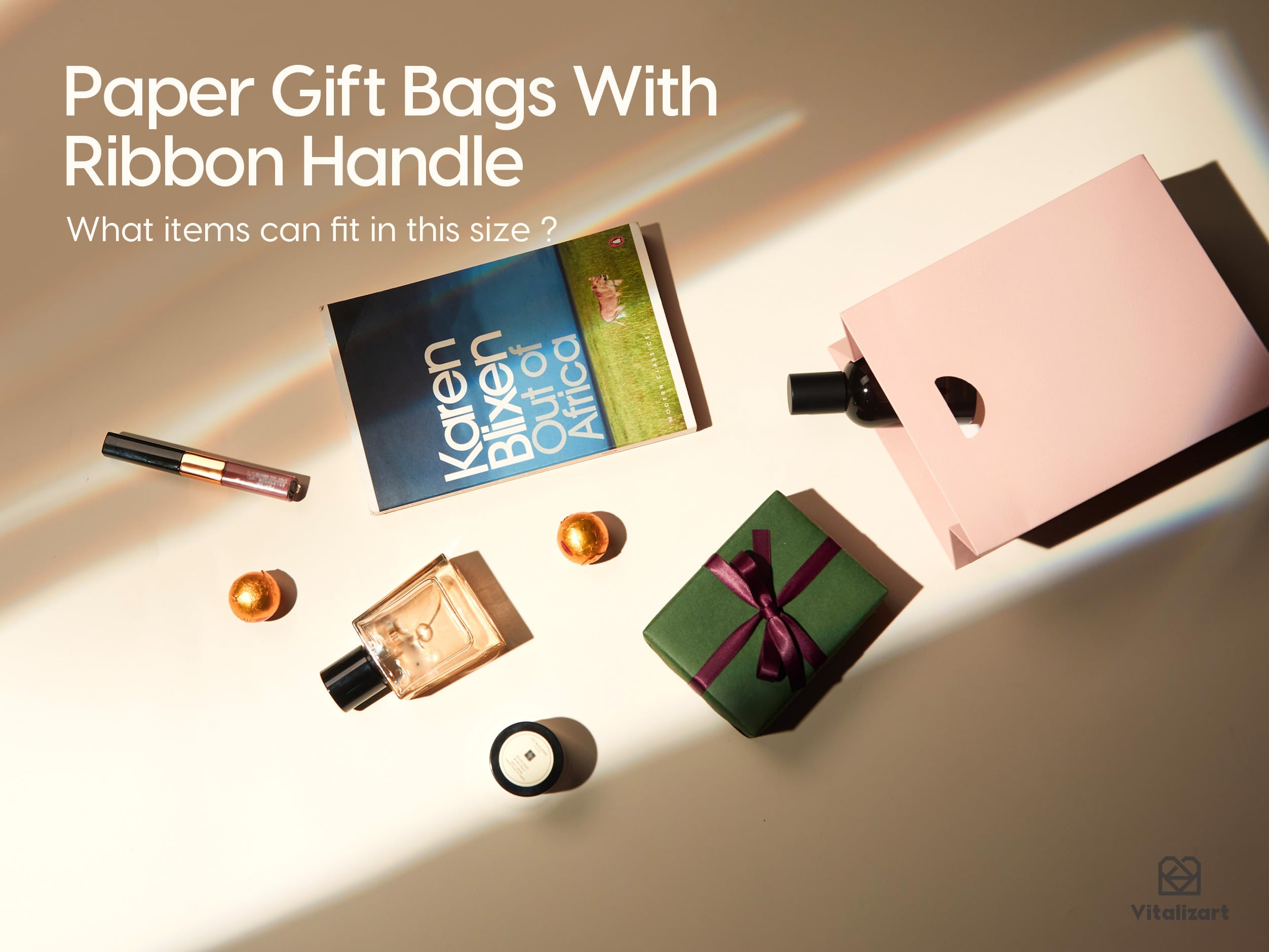 Vertical Paper Gift Bags with Ribbon Handles