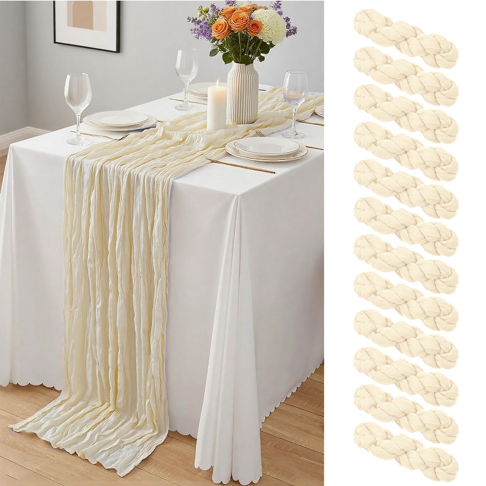 20 x 120-Inch Semi-Sheer Gauze Table Runner