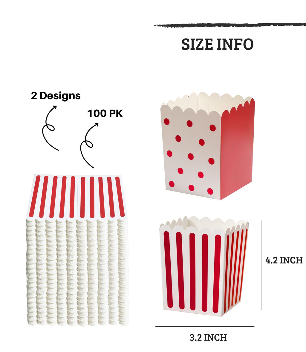 100-Pack Mini Paper Popcorn Treat Boxes for Parties