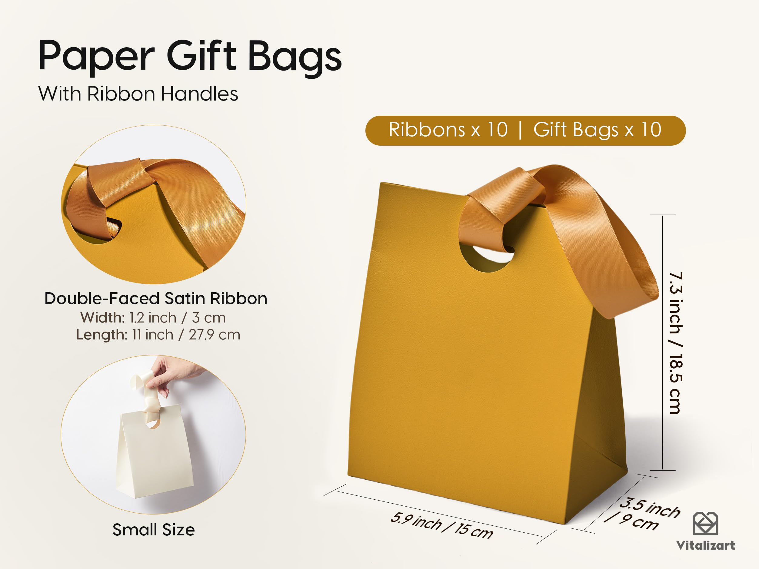 Vertical Paper Gift Bags with Ribbon Handles