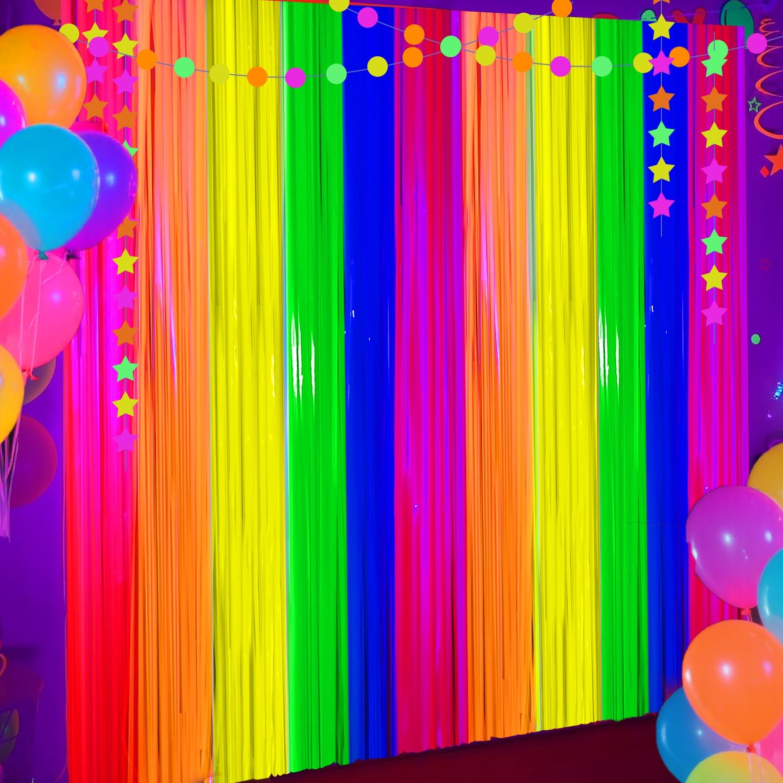 4-Pack Foil Fringe Curtain Backdrop for Parties