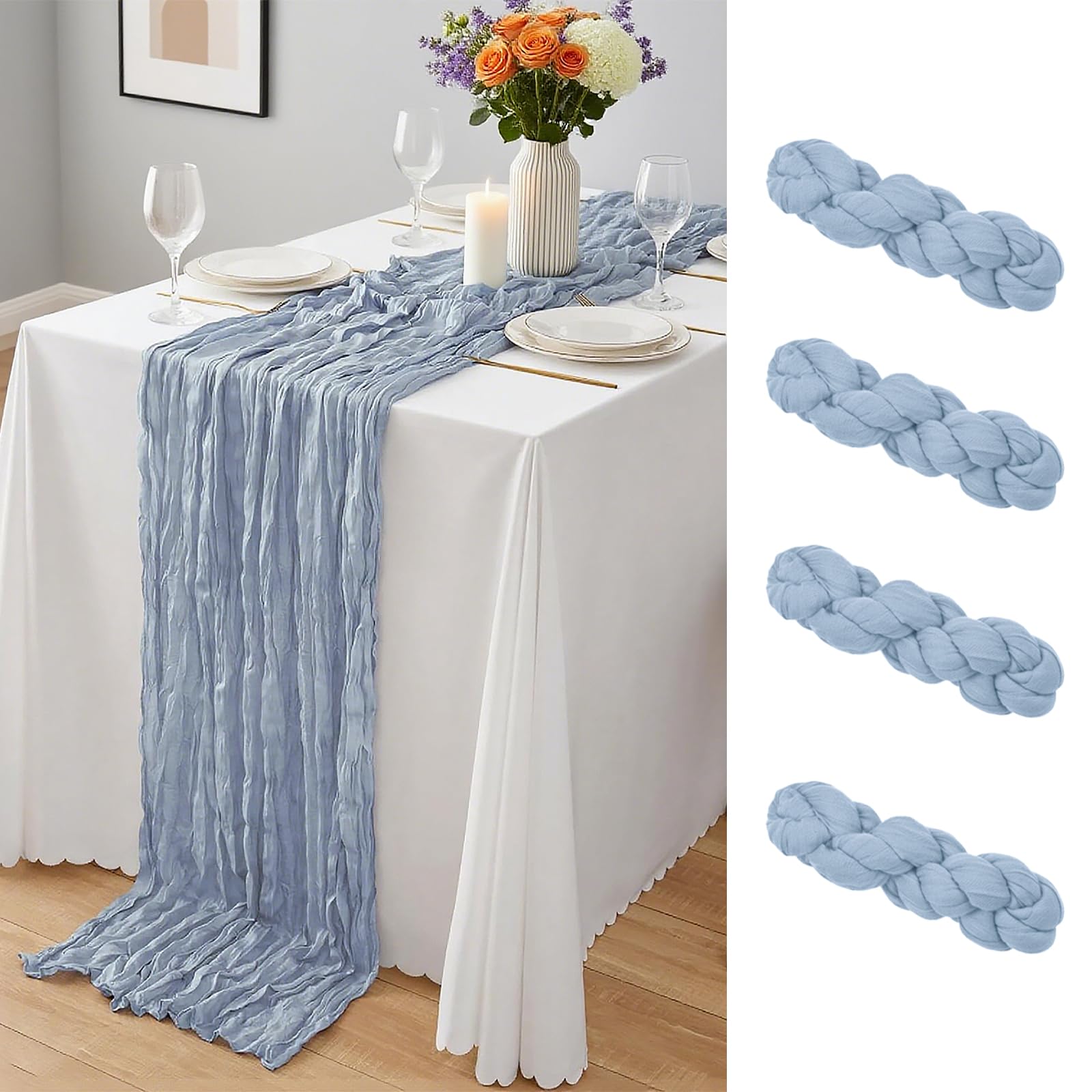 20 x 120-Inch Semi-Sheer Gauze Table Runner