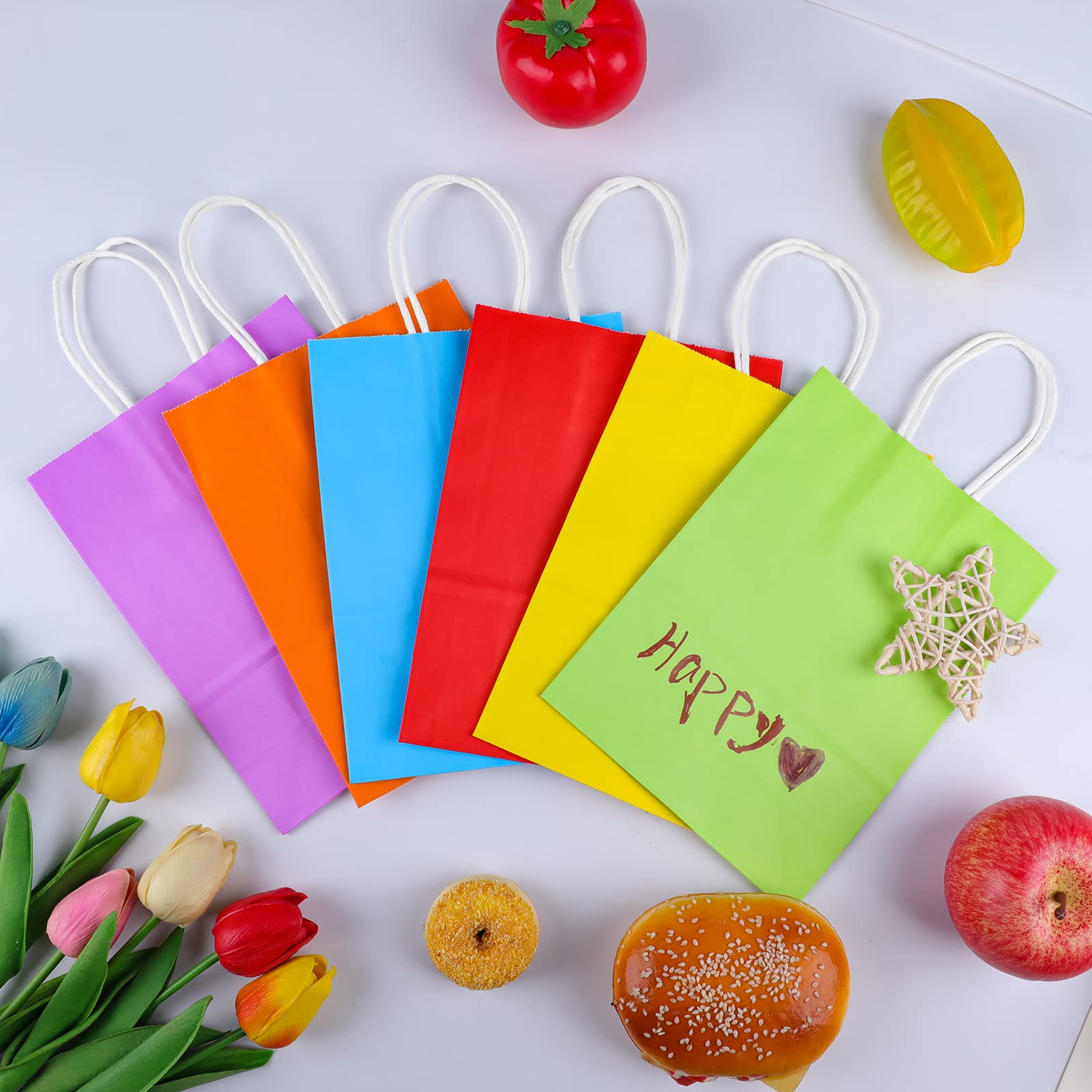 100-Pack Kraft Paper Party Favor Bags with Handles