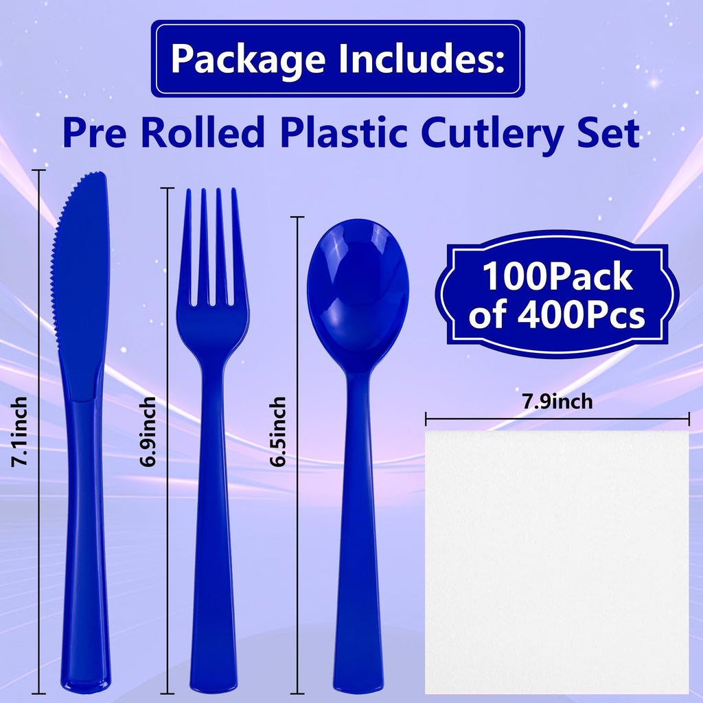 Pre-Rolled Plastic Silverware Set for Parties & Events