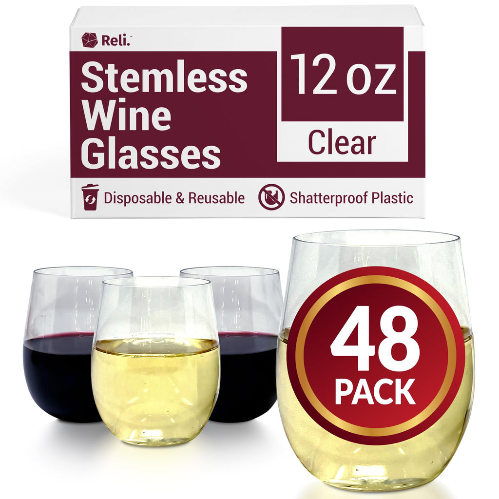 48-Pack 12 oz Clear Disposable Wine Glasses