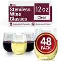 48-Pack 12 oz Clear Disposable Wine Glasses