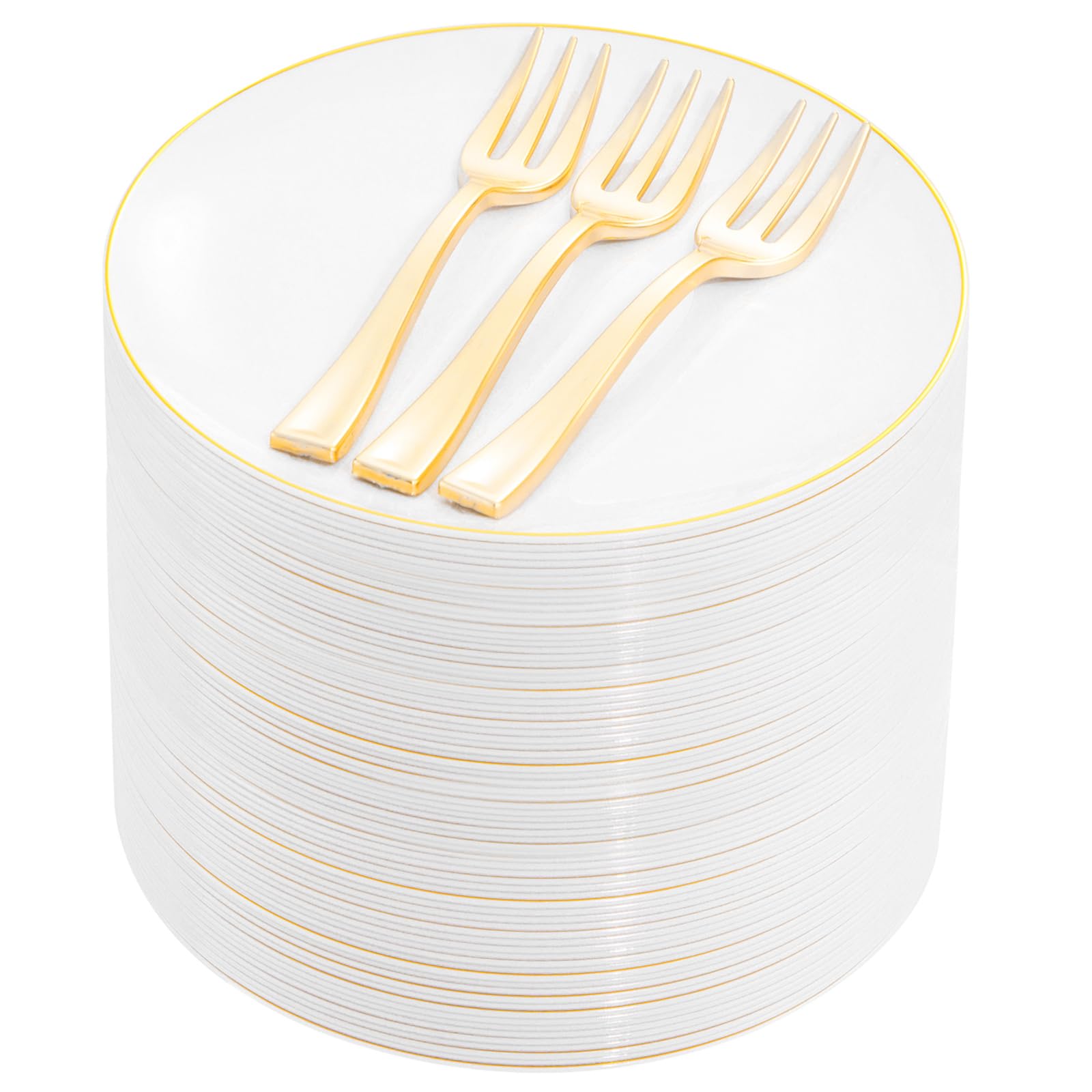 400-Piece Gold Dessert Plate & Fork Set for 200 Guests