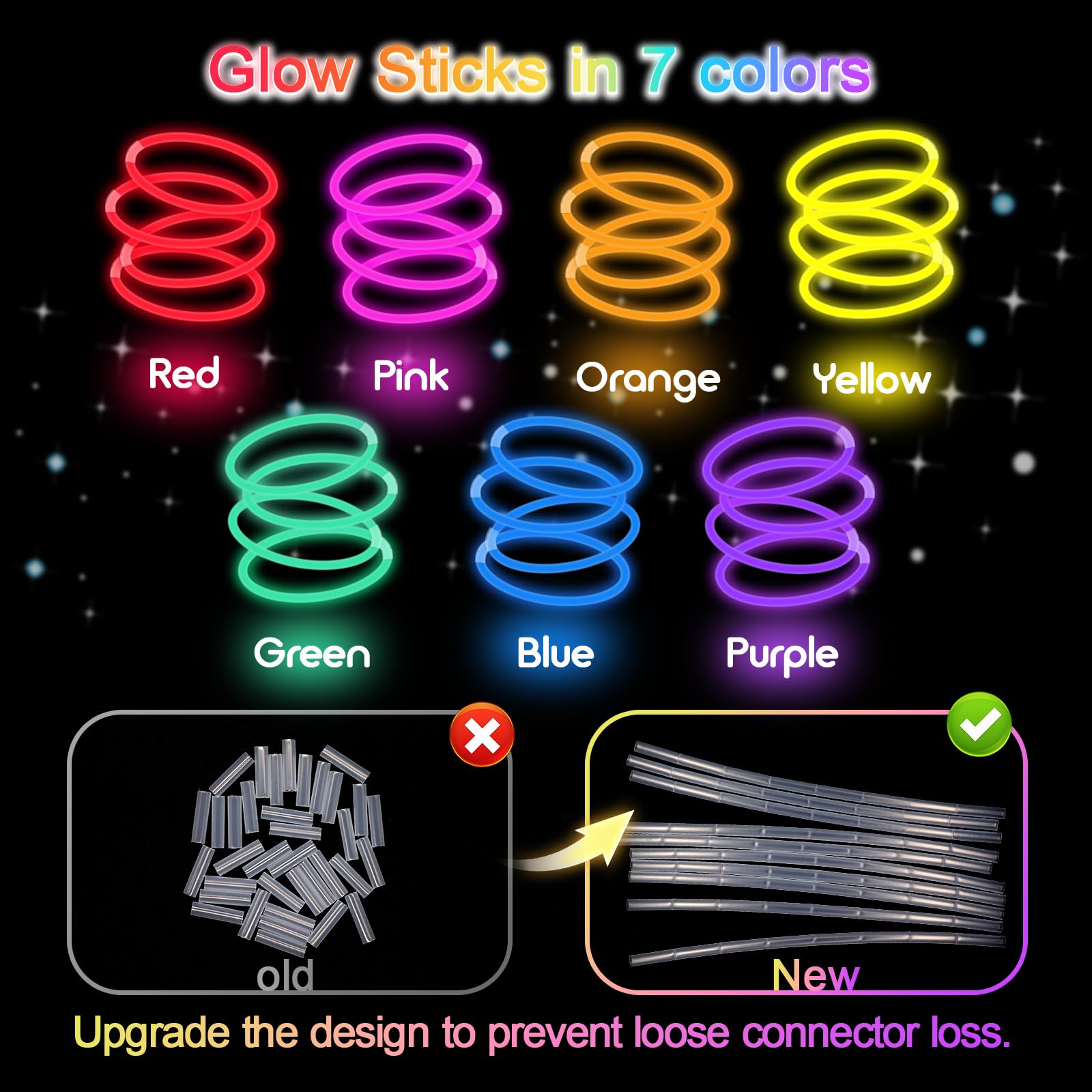 Bulk Glow Sticks Party Favors with Bracelet Connectors
