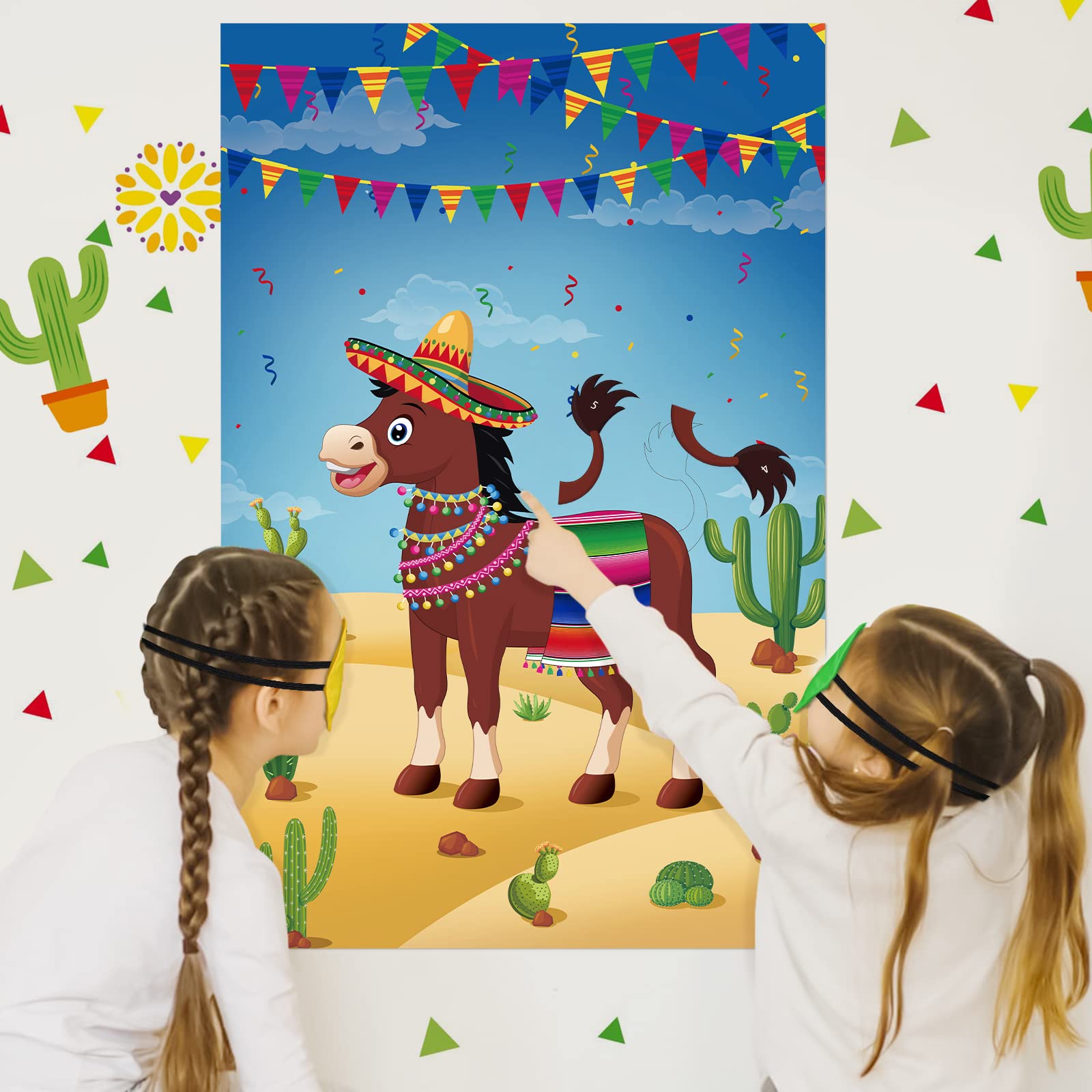 Pin the Tail on the Donkey Party Game with 50 Tails