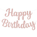 JHZMCRX Glitter Happy Birthday Banner Sign Birthday Garland Wall Door Banners Flag for Women Men Boys Girls Party Backdrop Decorations
