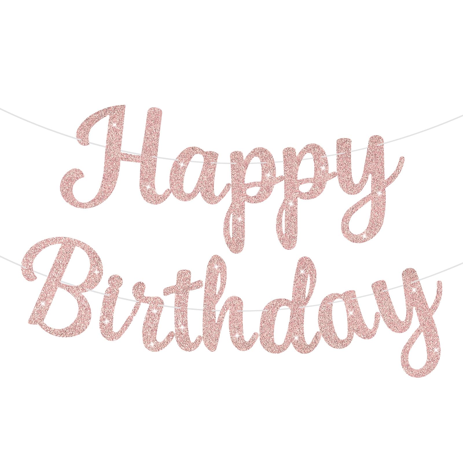 JHZMCRX Glitter Happy Birthday Banner Sign Birthday Garland Wall Door Banners Flag for Women Men Boys Girls Party Backdrop Decorations