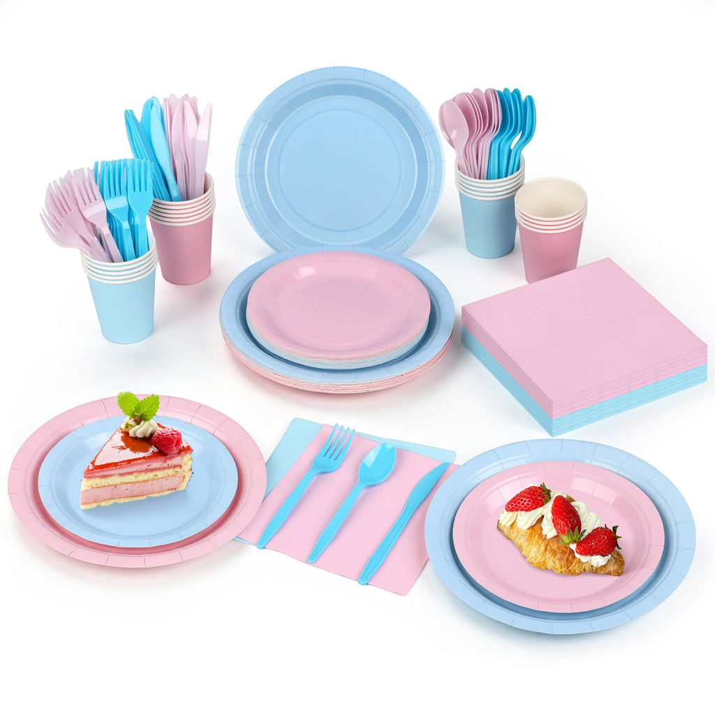 Disposable Party Tableware Set with Plates, Cups & Cutlery