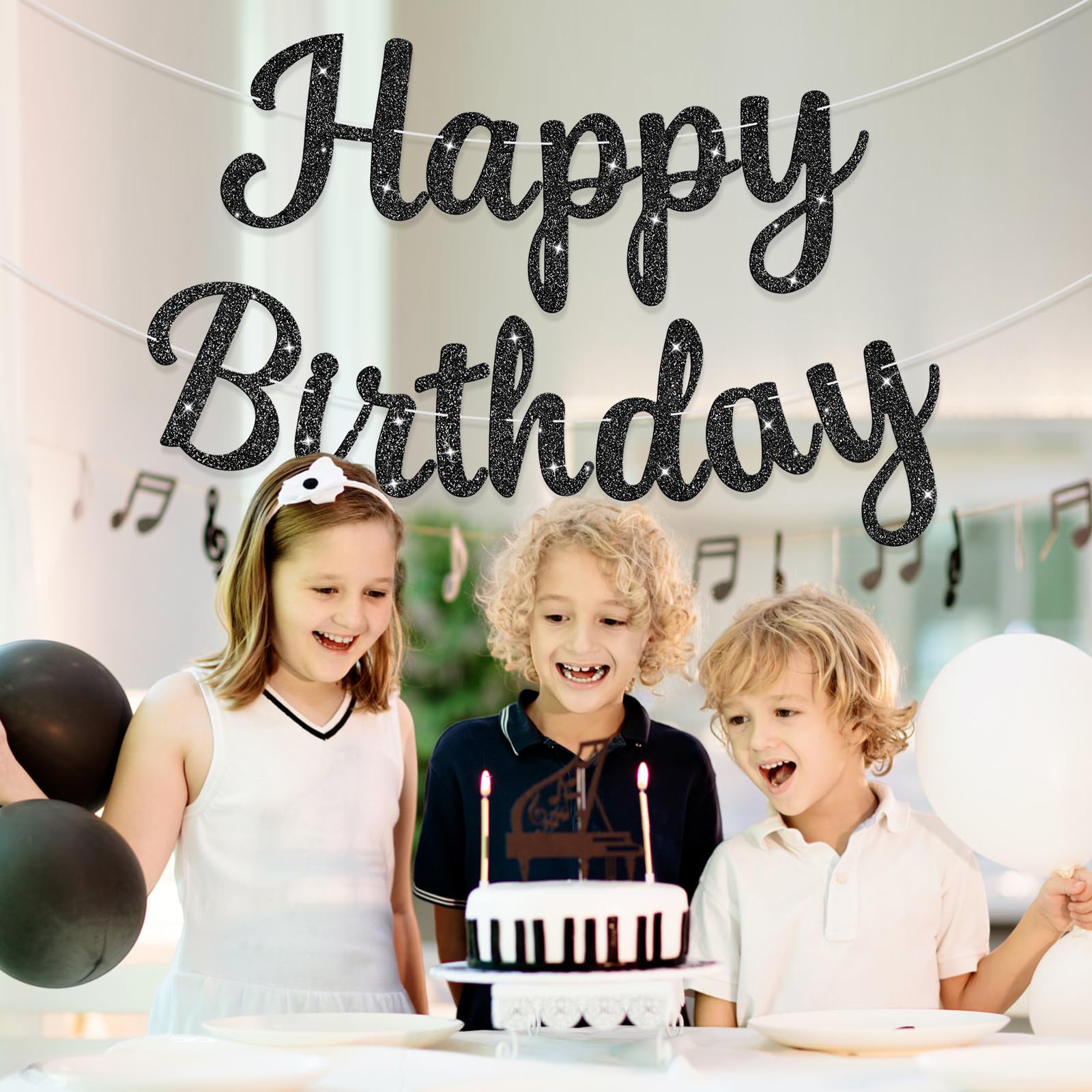 JHZMCRX Glitter Happy Birthday Banner Sign Birthday Garland Wall Door Banners Flag for Women Men Boys Girls Party Backdrop Decorations
