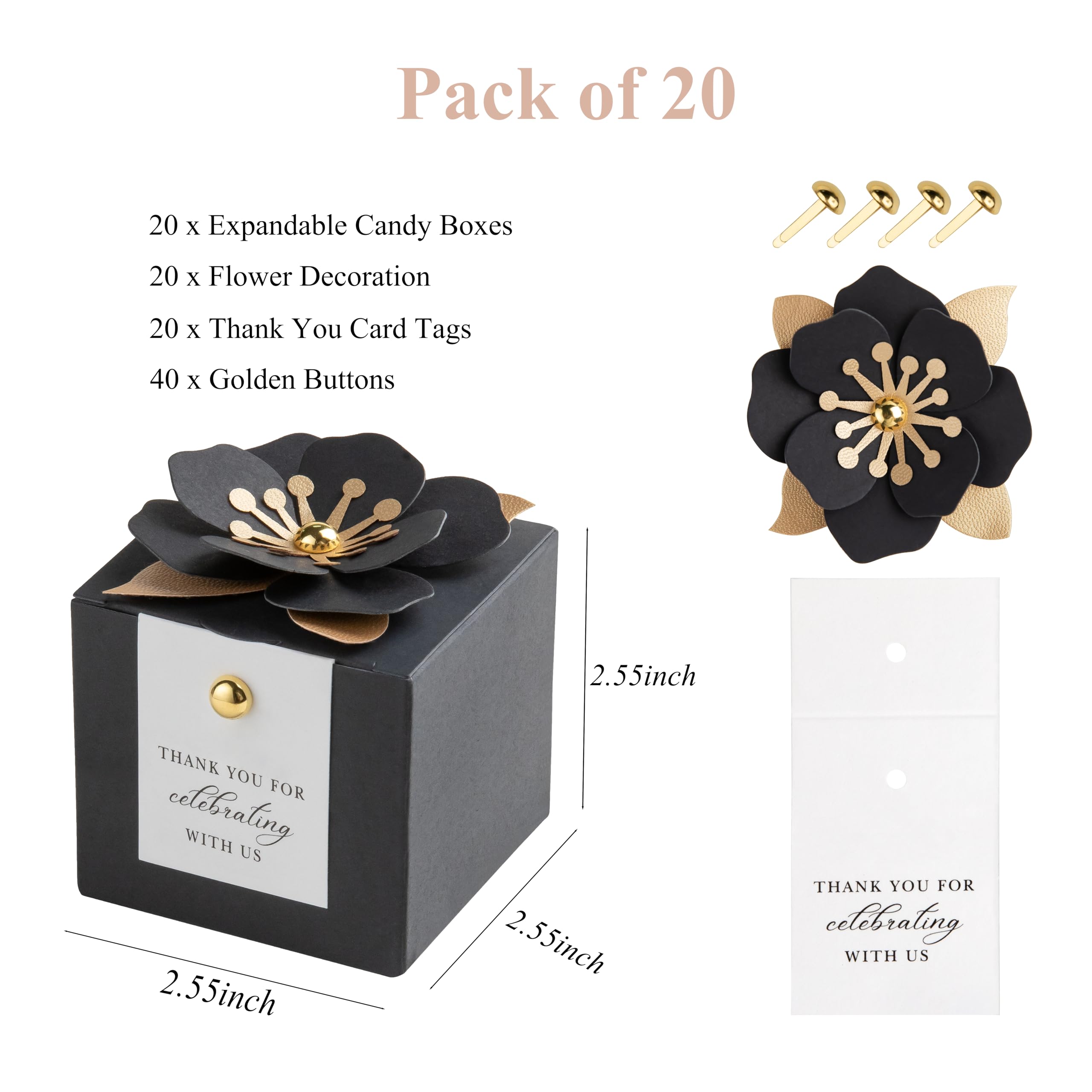 20-Piece Dusty Blue Floral Candy Favor Box Set