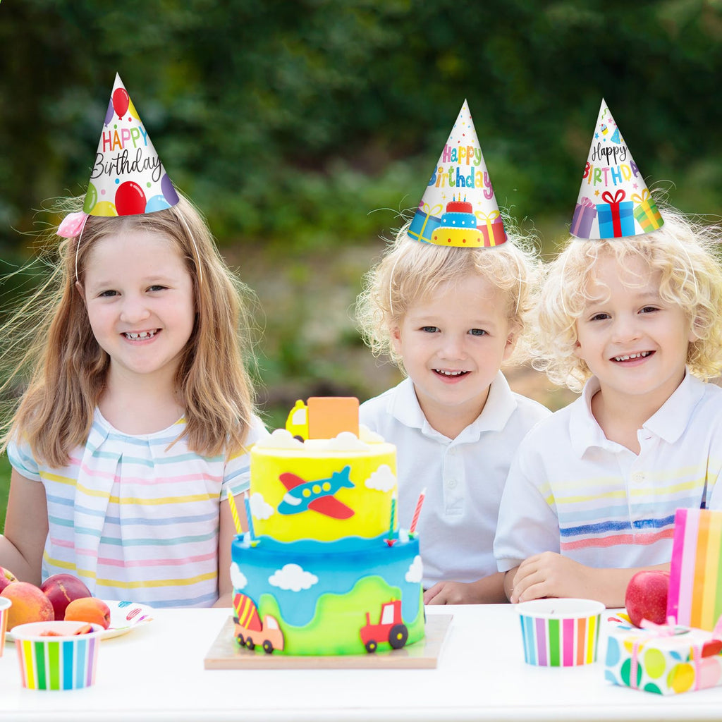 32-Piece Colorful Paper Birthday Party Hat Set