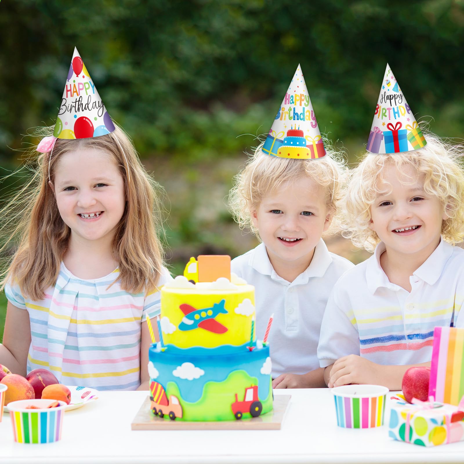 32-Piece Colorful Paper Birthday Party Hat Set