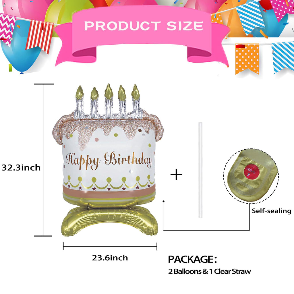 Happy Birthday Foil Balloons, Self-Standing Birthday Cake Balloon