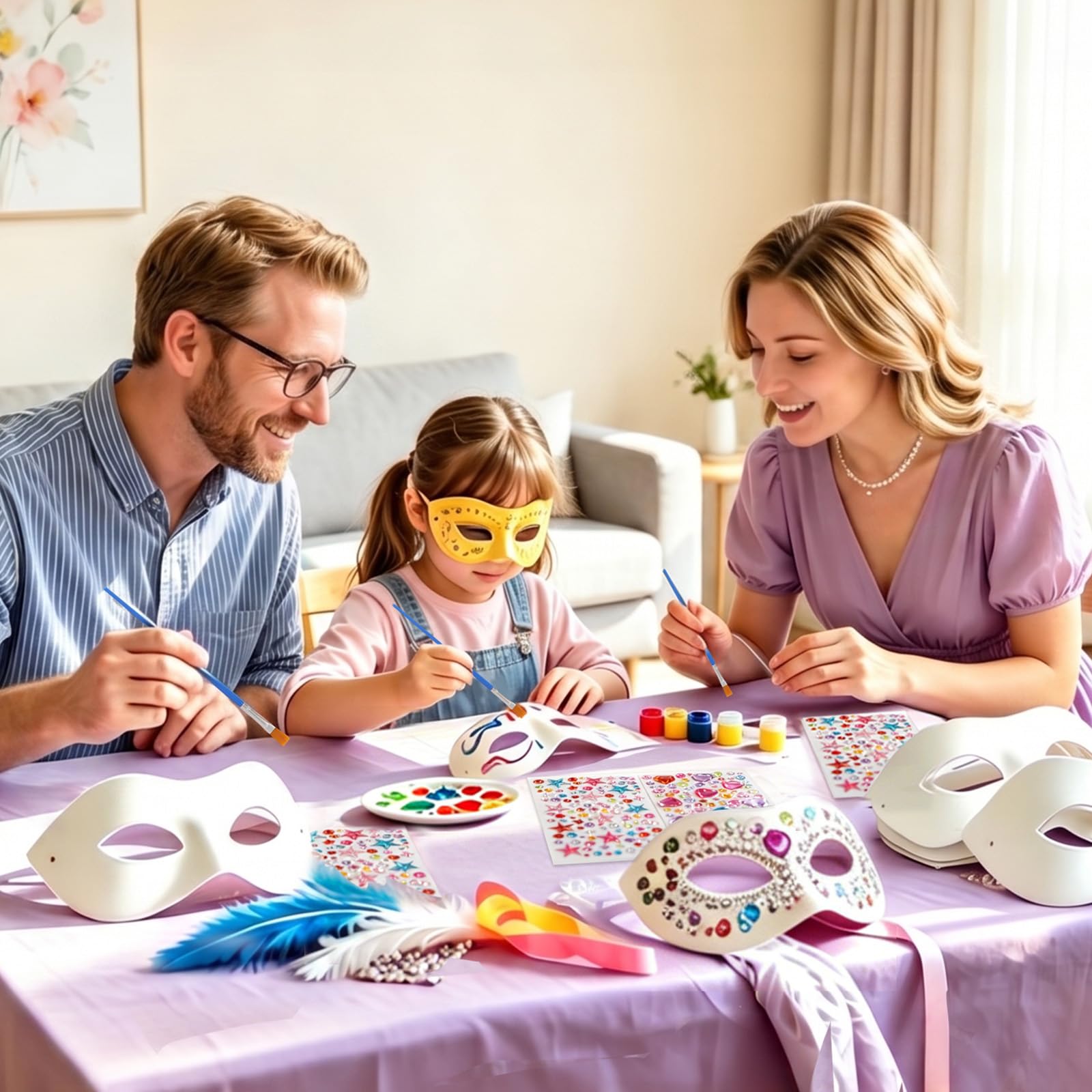 27-Piece Paper Mache Mask Decorating Activity Kit