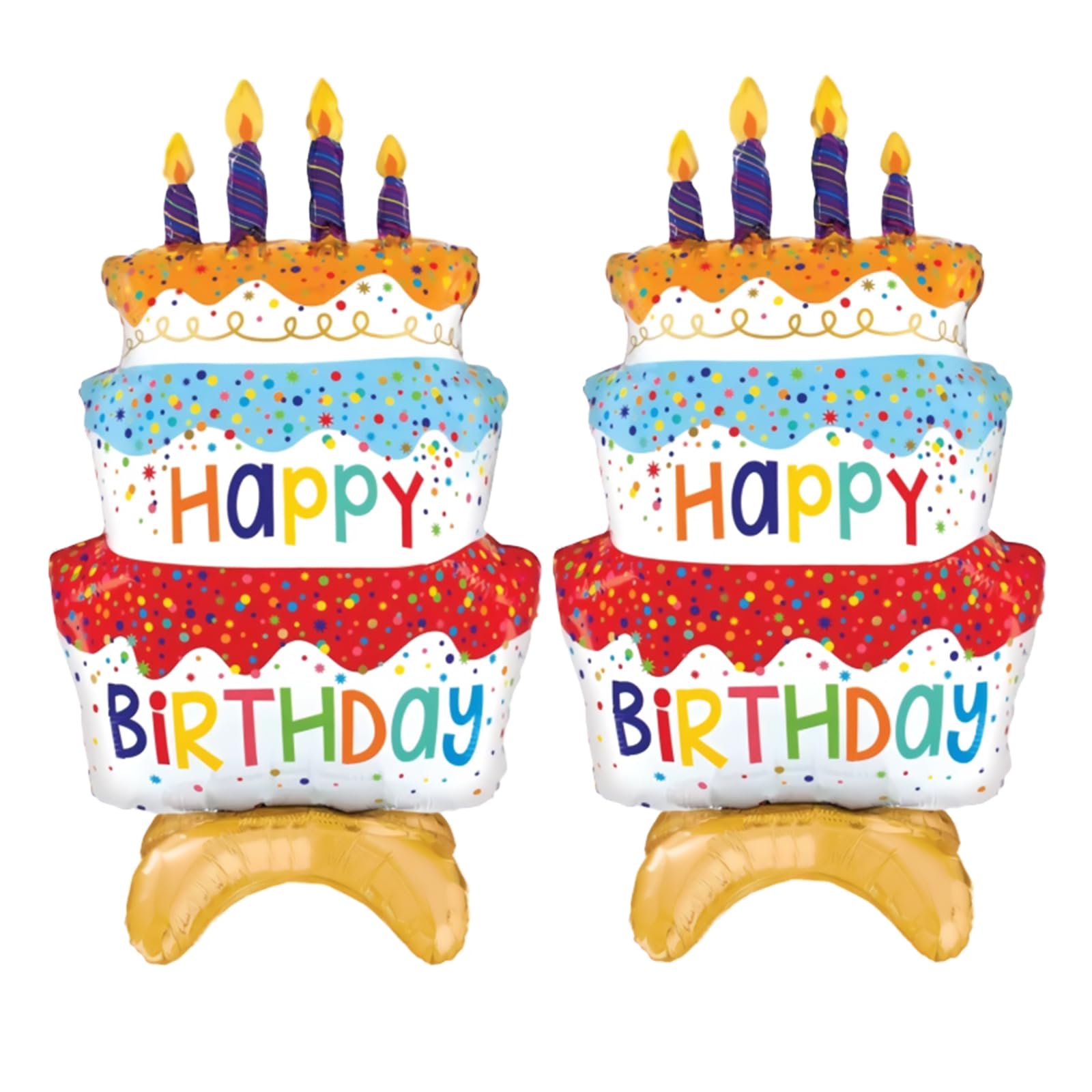 Self-Standing Happy Birthday Cake Foil Balloon Decoration