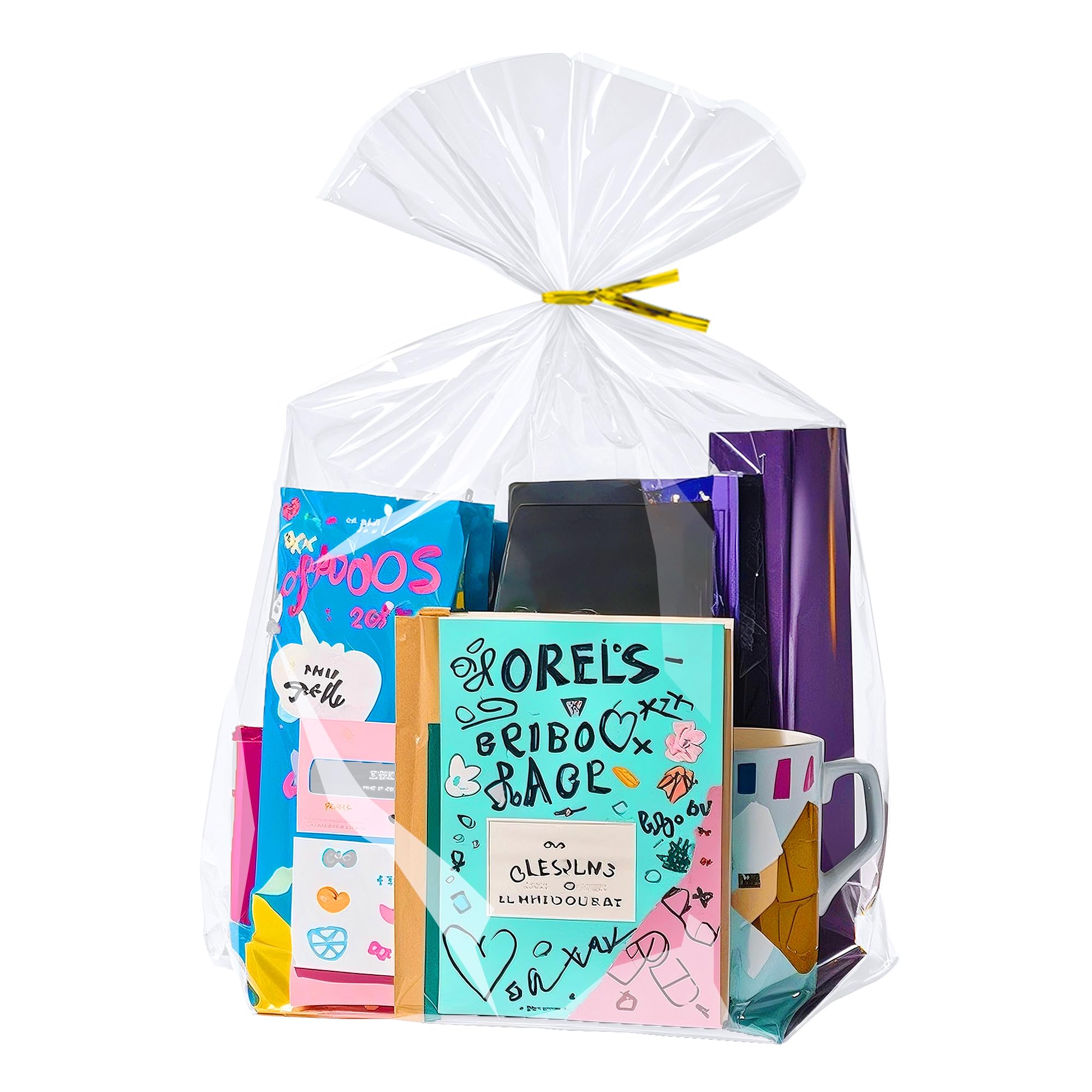 Clear Cellophane Stand-Up Gift Bags with Ties